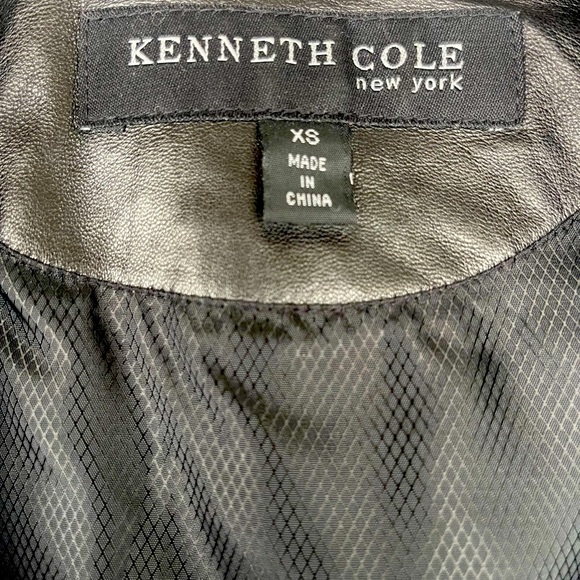 NWOT Kenneth Cole black leather blazer jacket button up coat XS - Picture 12 of 17